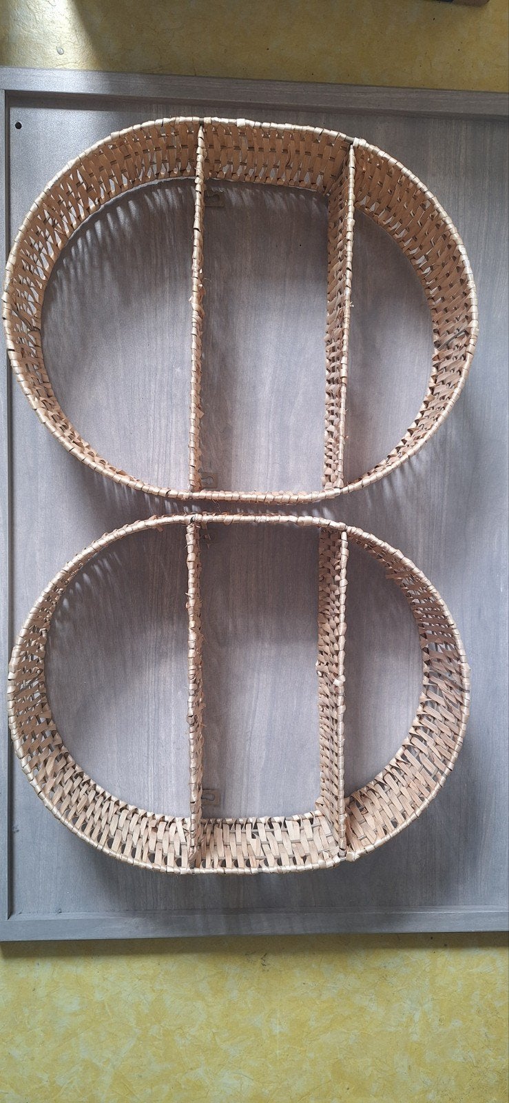 Set van 2 ovale rieten wandplanken - 45x35 cm, Ophalen of Verzenden, Zo goed als nieuw