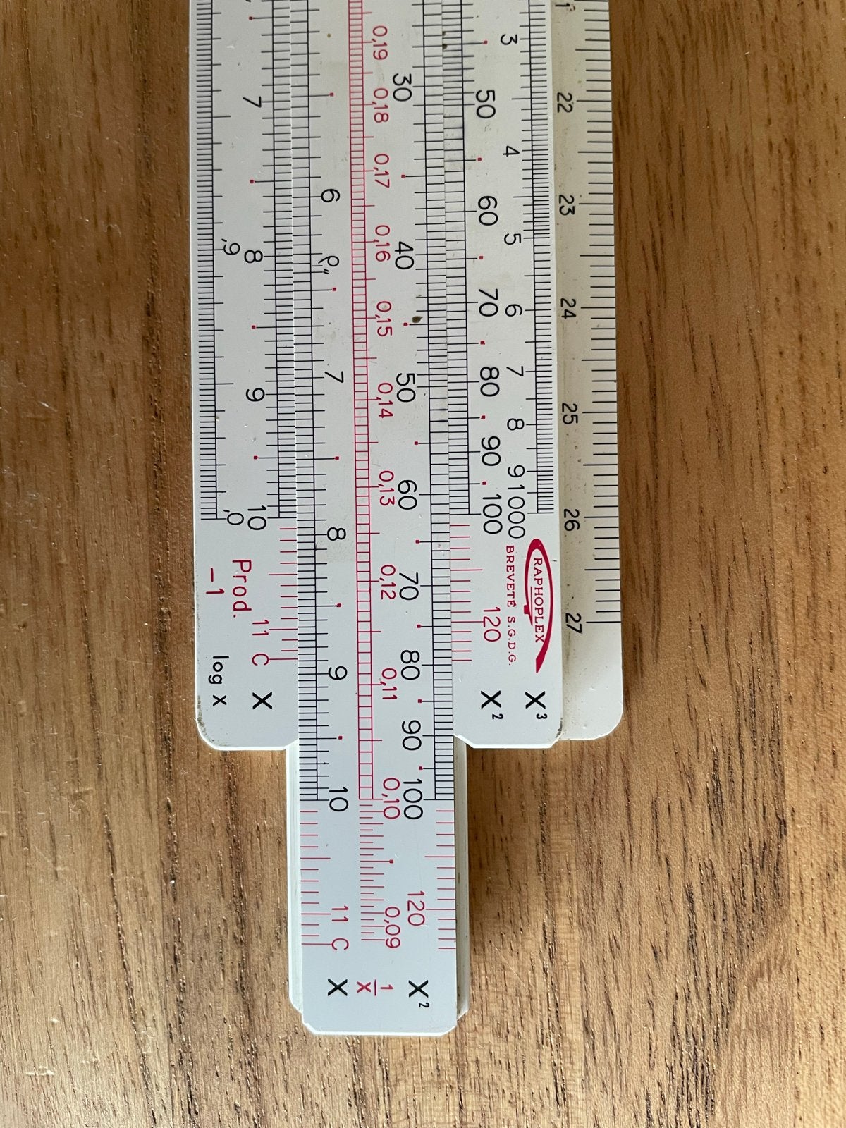 Vintage Raphoplex Rietz rekenliniaal met etui, Antiek en Kunst, Antiek | Gereedschap en Instrumenten, Ophalen of Verzenden