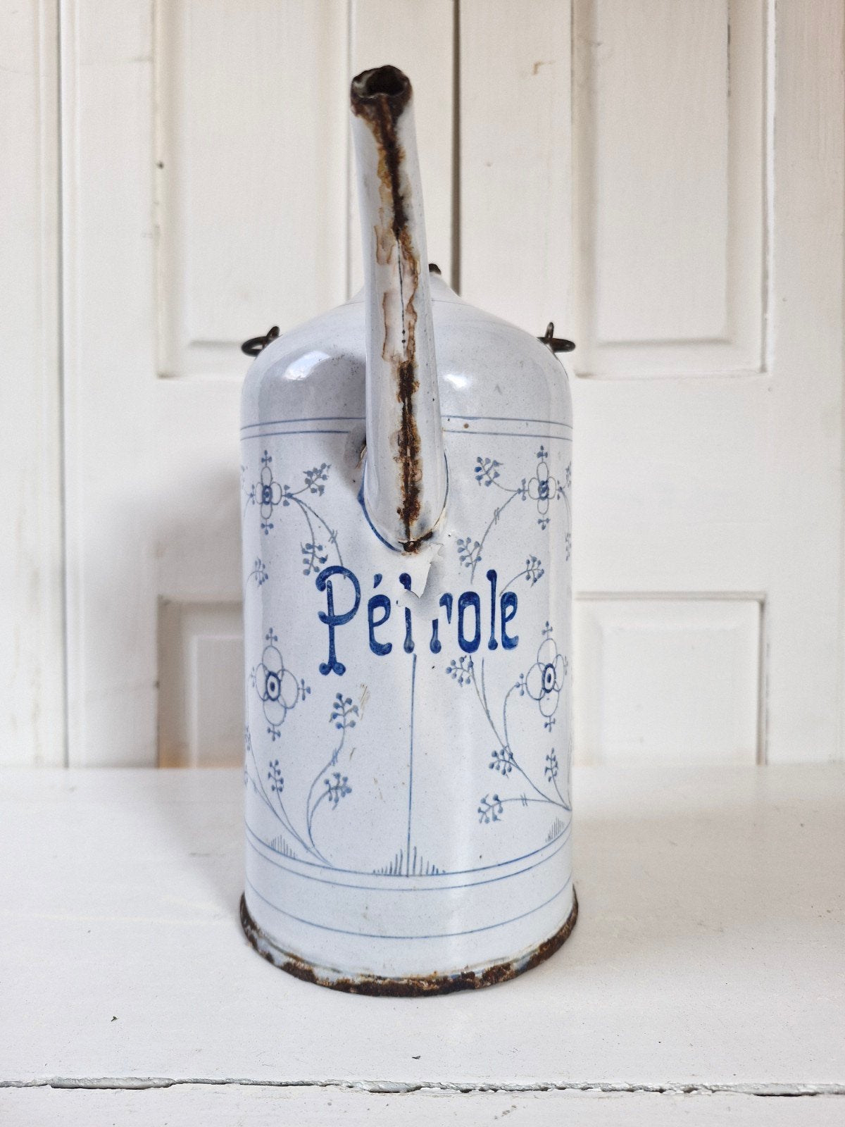 Emaille petroleumkan. Blauw saks, Ophalen of Verzenden