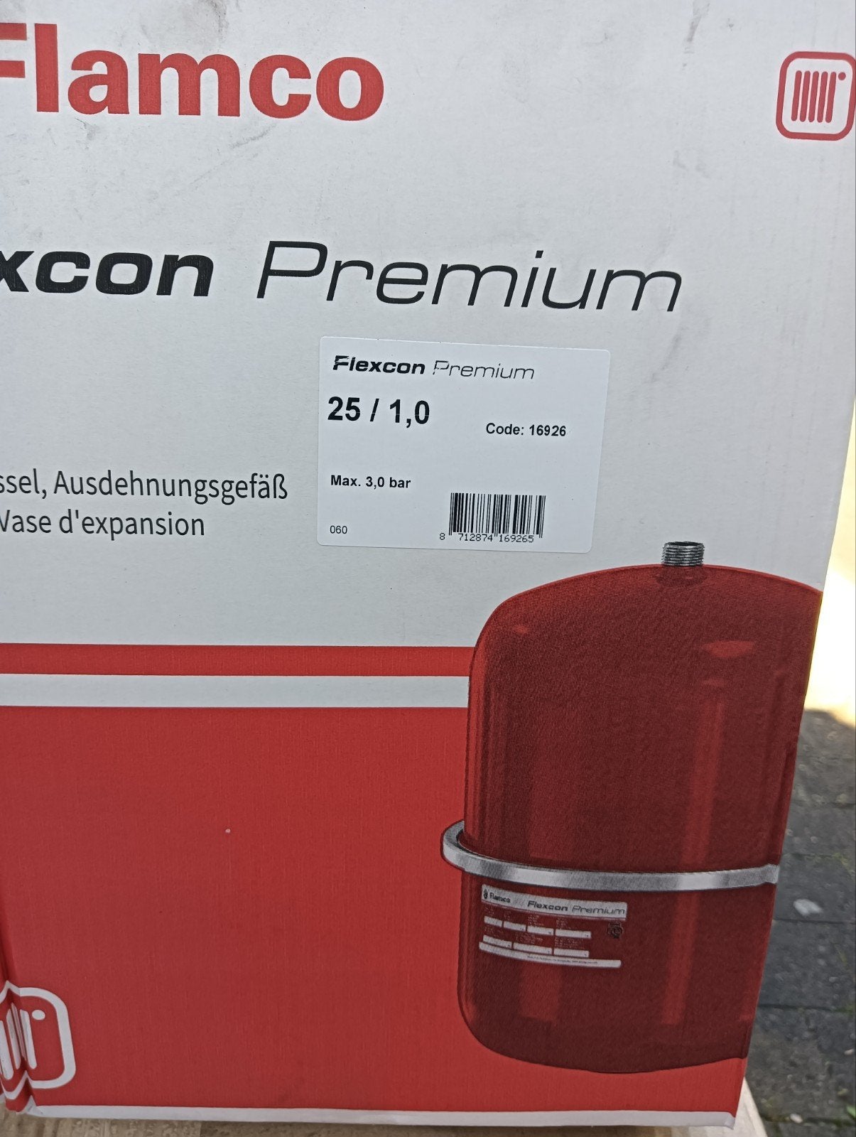 Flamco Flexcon Premium 25/1.0 Expansievat, Minder dan 30 cm, Overige typen, Nieuw, Minder dan 60 cm