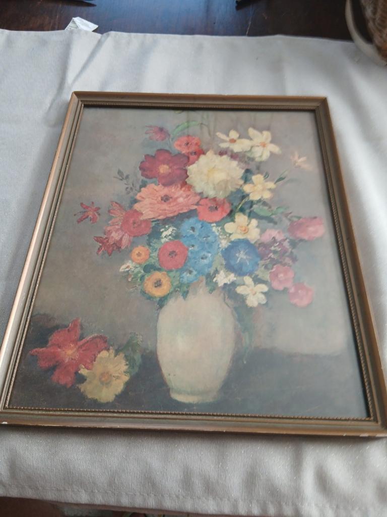 Vintage bloemenstilleven in lijst, Ophalen of Verzenden