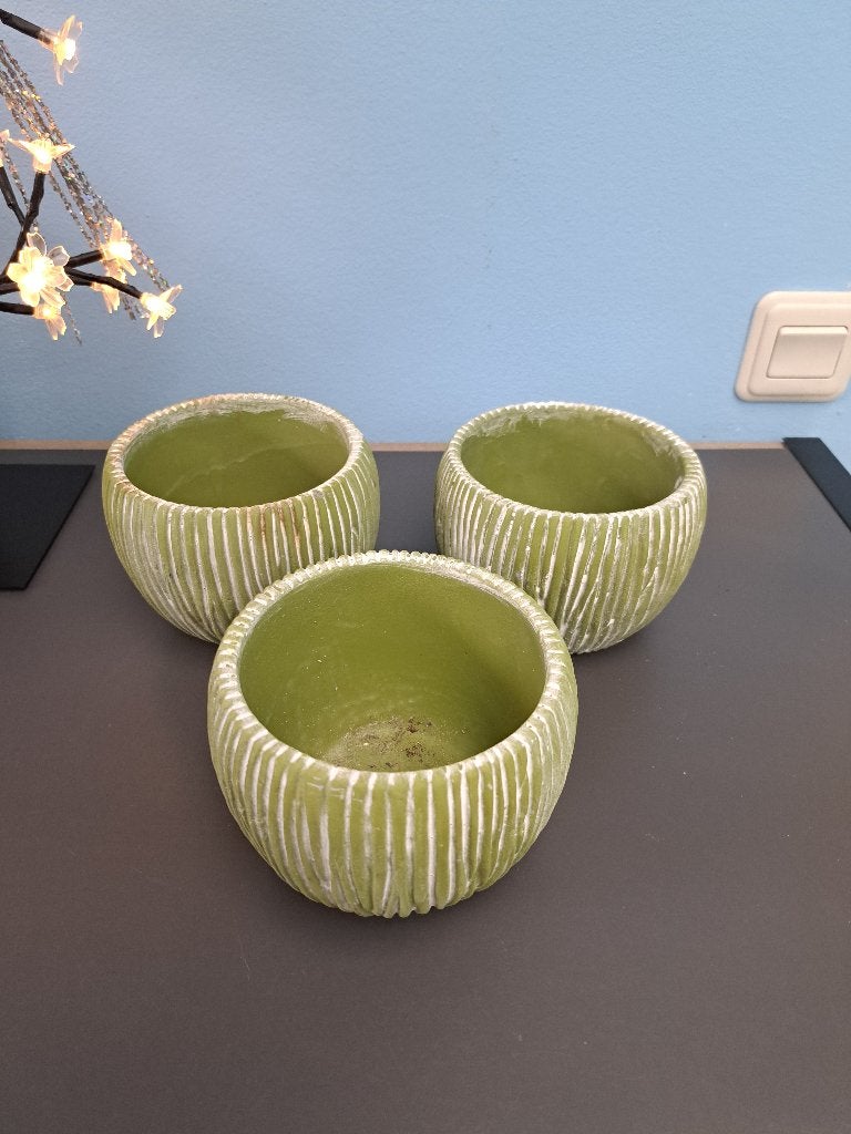 3 Cactuspotten, Gebruikt, Rond, Ophalen of Verzenden, Aardewerk