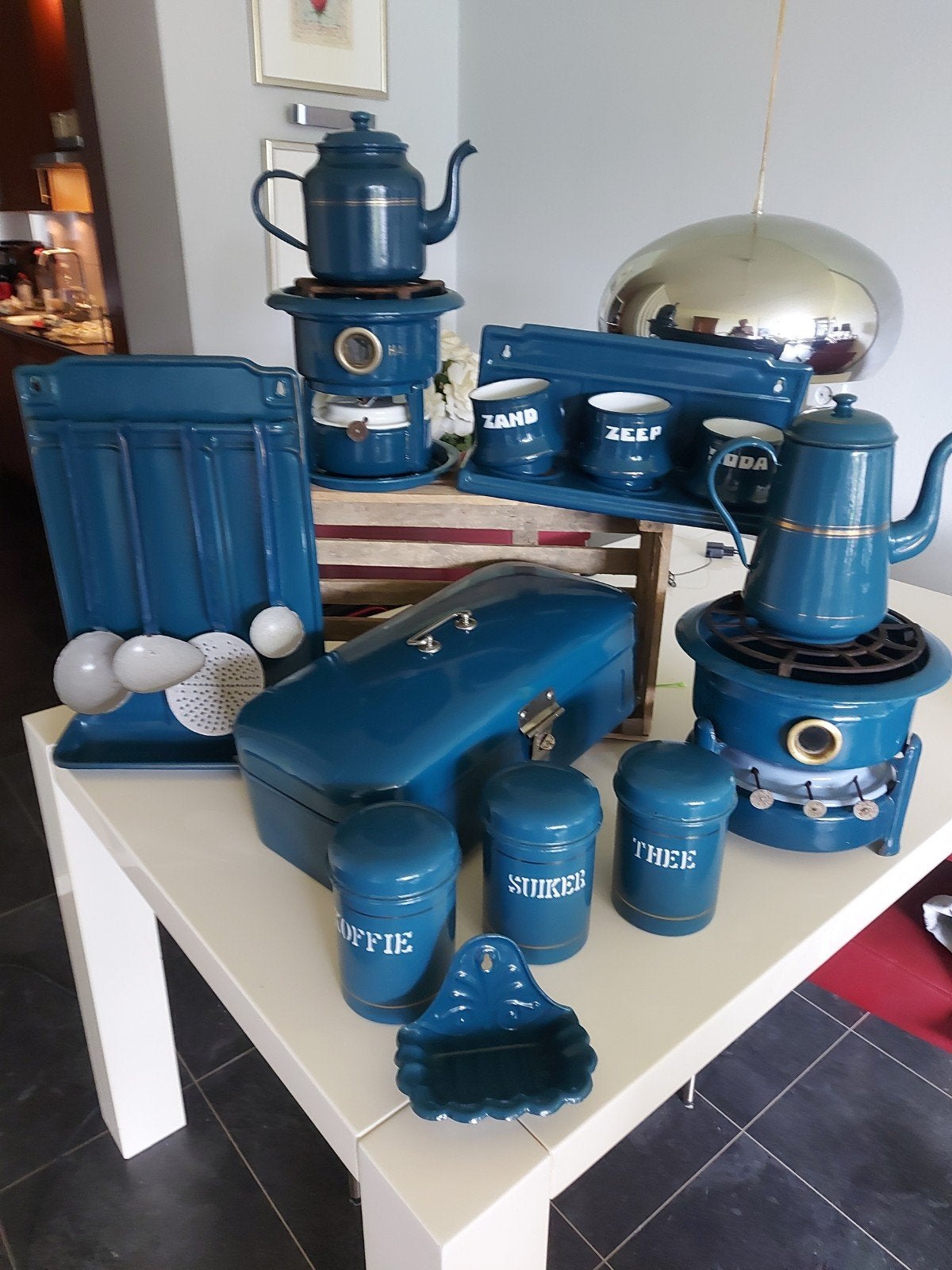 mooie patrol blauw emaille, Ophalen of Verzenden