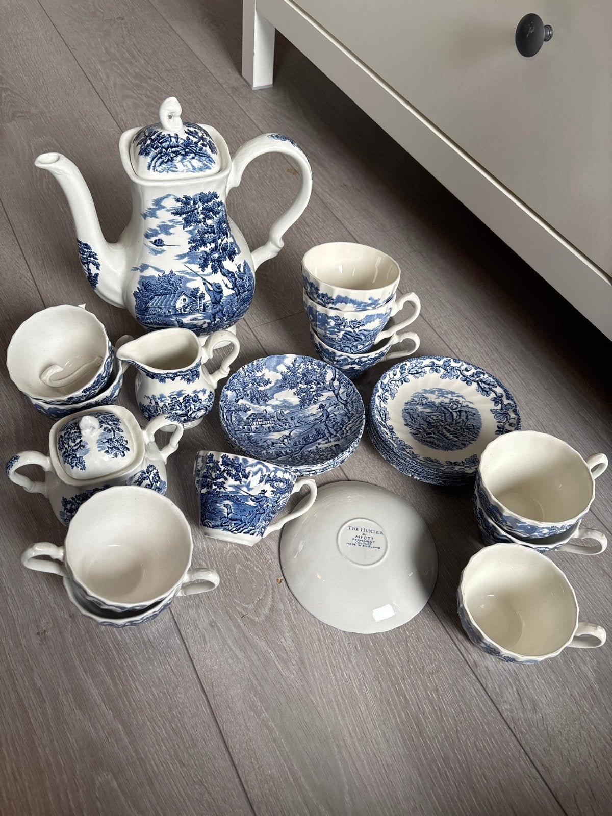 Myott The Hunter Servies - Blauw en Wit Porselein, Ophalen of Verzenden