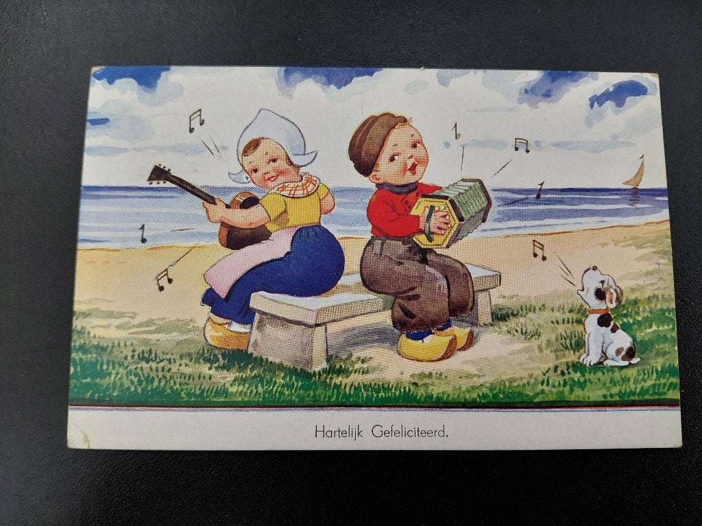 boertje en boerinnetje spelen muziek, gelopen, Meppel, 1941, Verzamelen, Verzenden, 1940 tot 1960, Gelopen