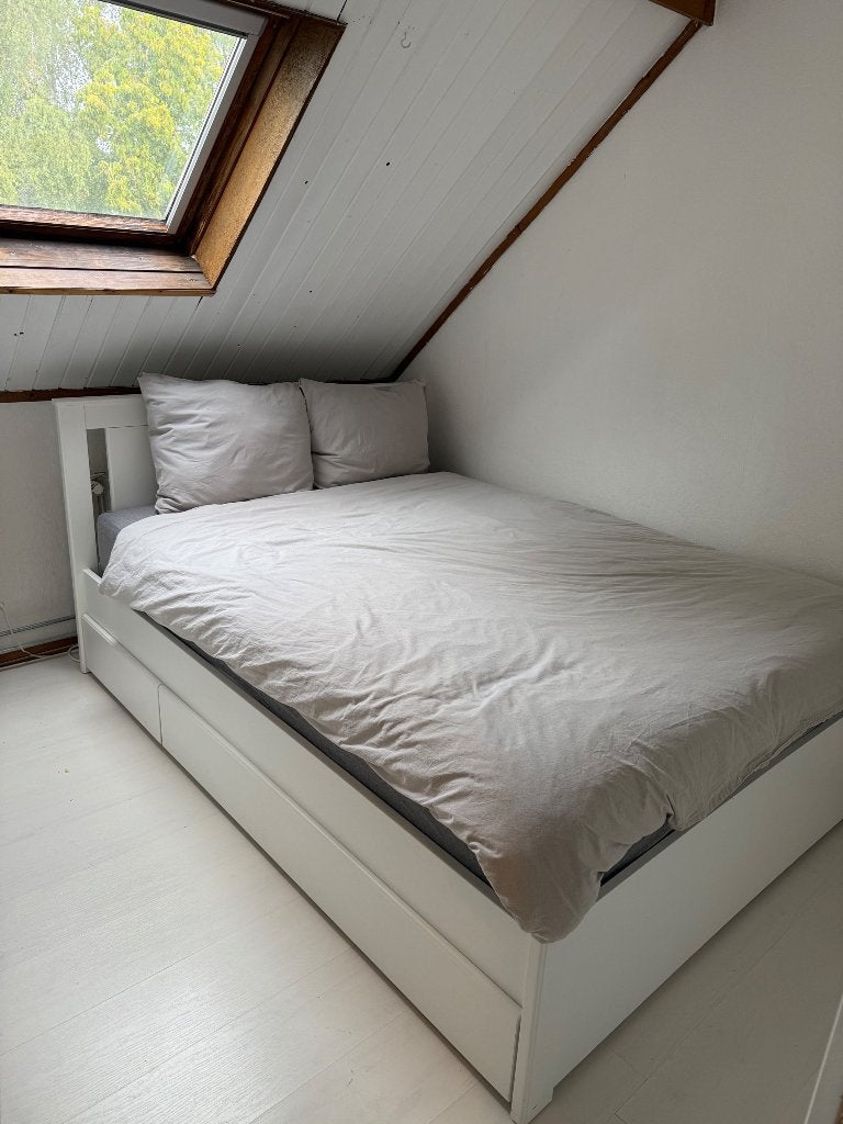 Ikea Songesand bed met lades (140x200), Ophalen, Gebruikt, Wit, 140 cm