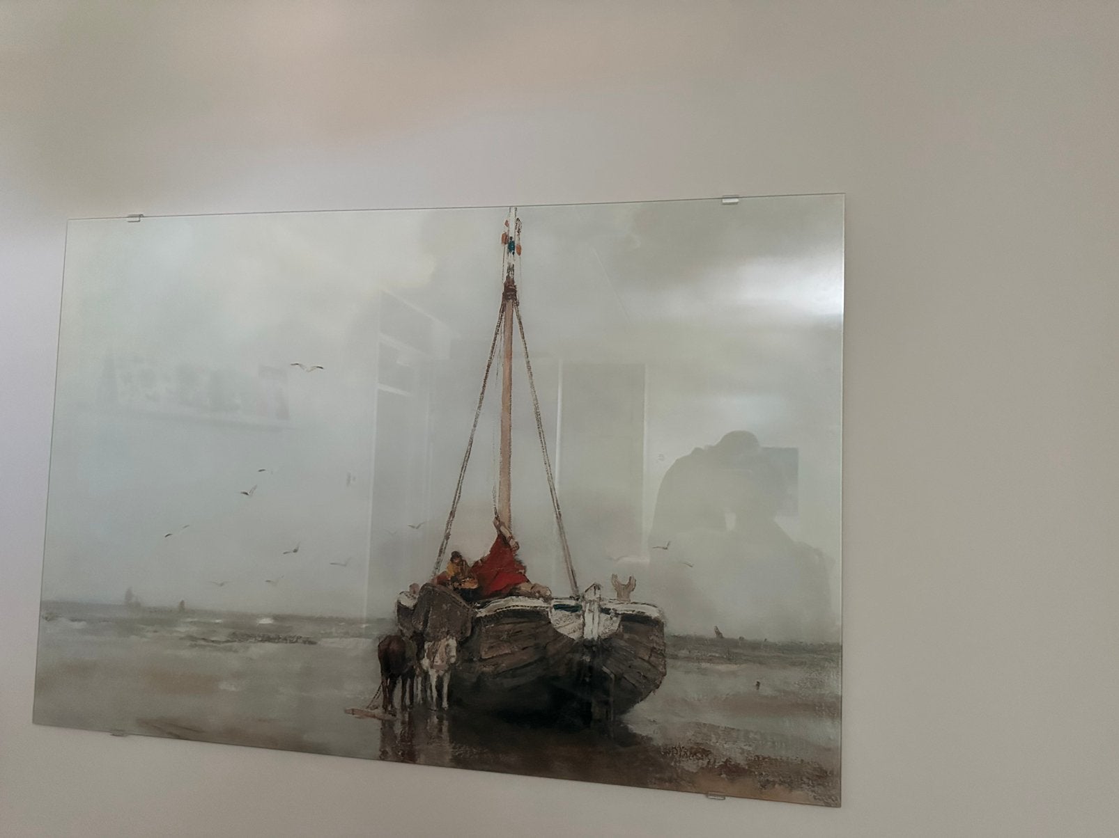 Schilderij met glasplaat, Ophalen