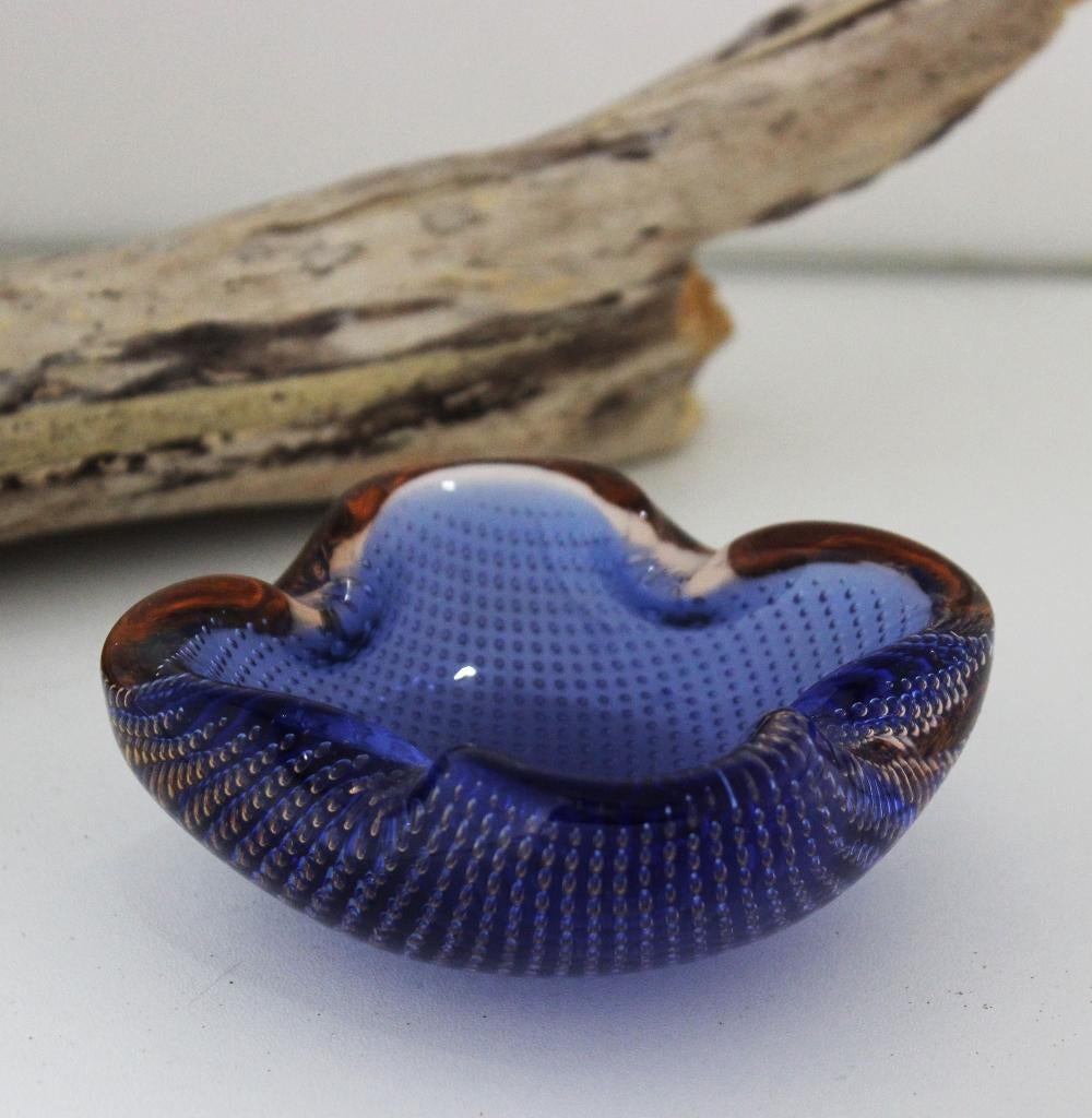 Vintage Murano blauw glazen asbak, Ophalen of Verzenden