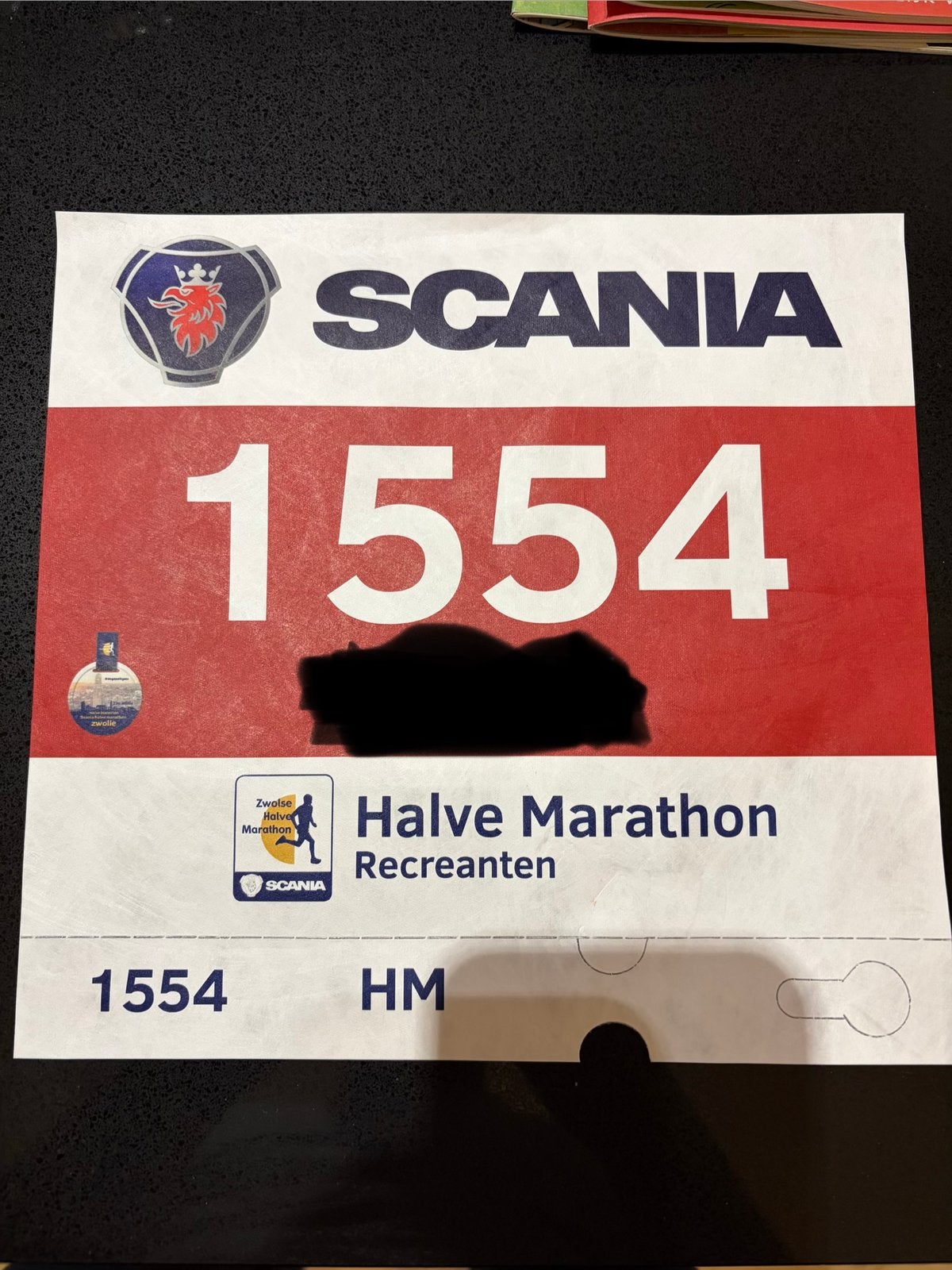 Ticket scania halve marathon zwolle startbewijs, Eén persoon
