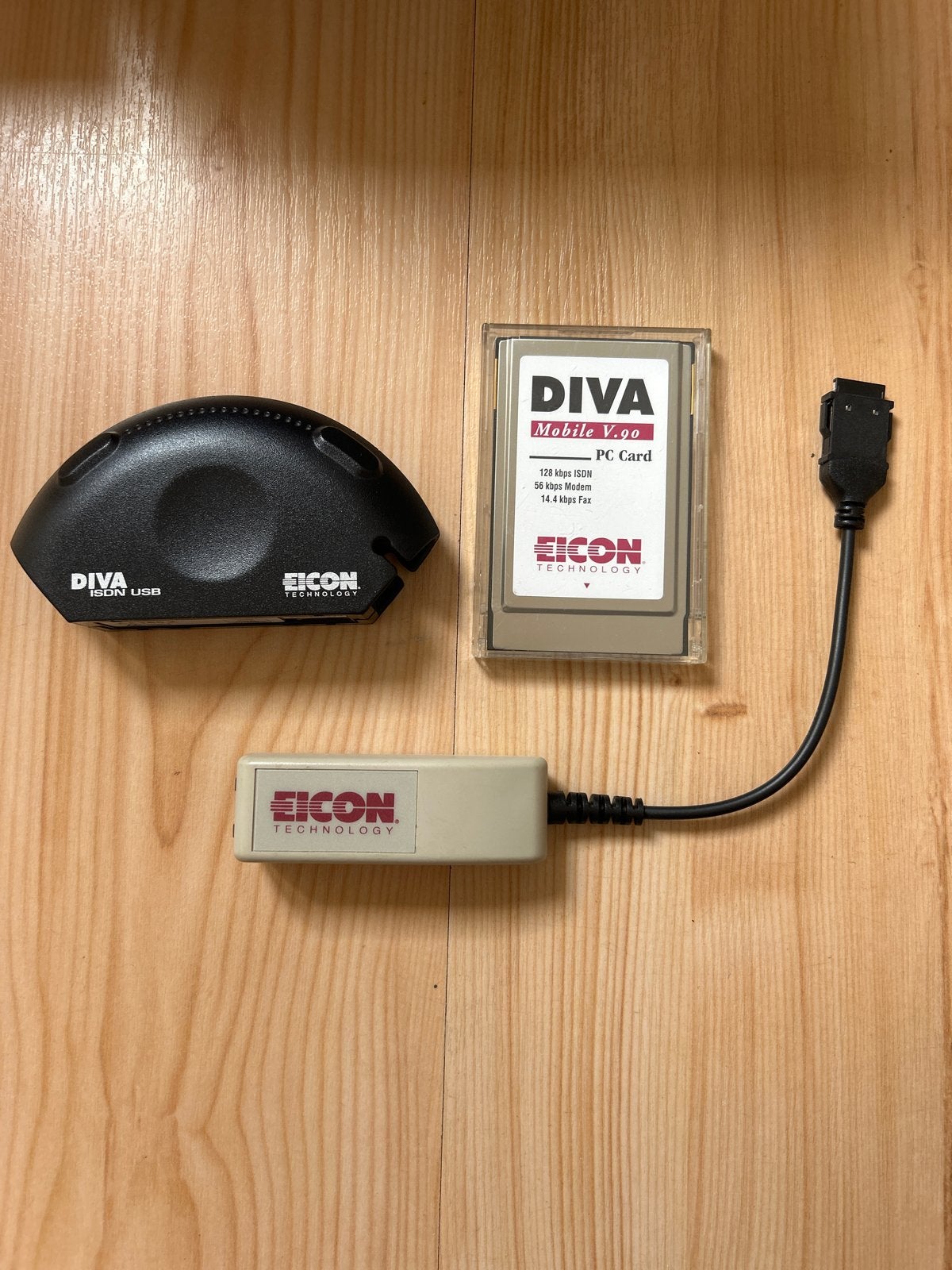 Eicon DIVA ISDN USB en Mobile V.90 PC Card Set, Ophalen of Verzenden, Gebruikt