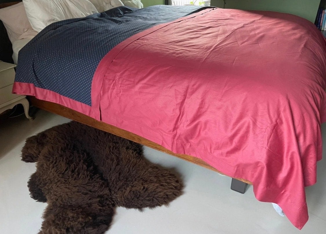 Klassieke bordeauxrode/donkerblauwe sprei dagdeken (306x250), Huis en Inrichting, Meerkleurig, Katoen, Tweepersoons, Ophalen of Verzenden