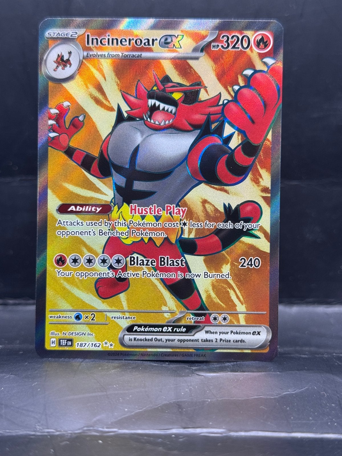 Pokemon Temporal Forces - Incineroar ex 187/162, Ophalen of Verzenden, Zo goed als nieuw