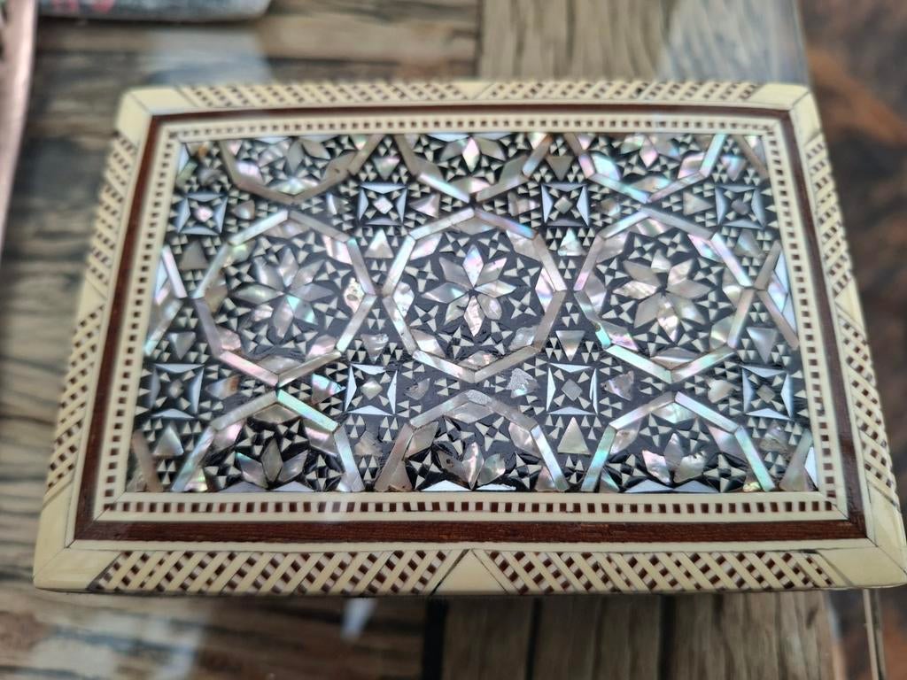 Parelmoer sieraden kistje vintage, Antiek en Kunst, Ophalen