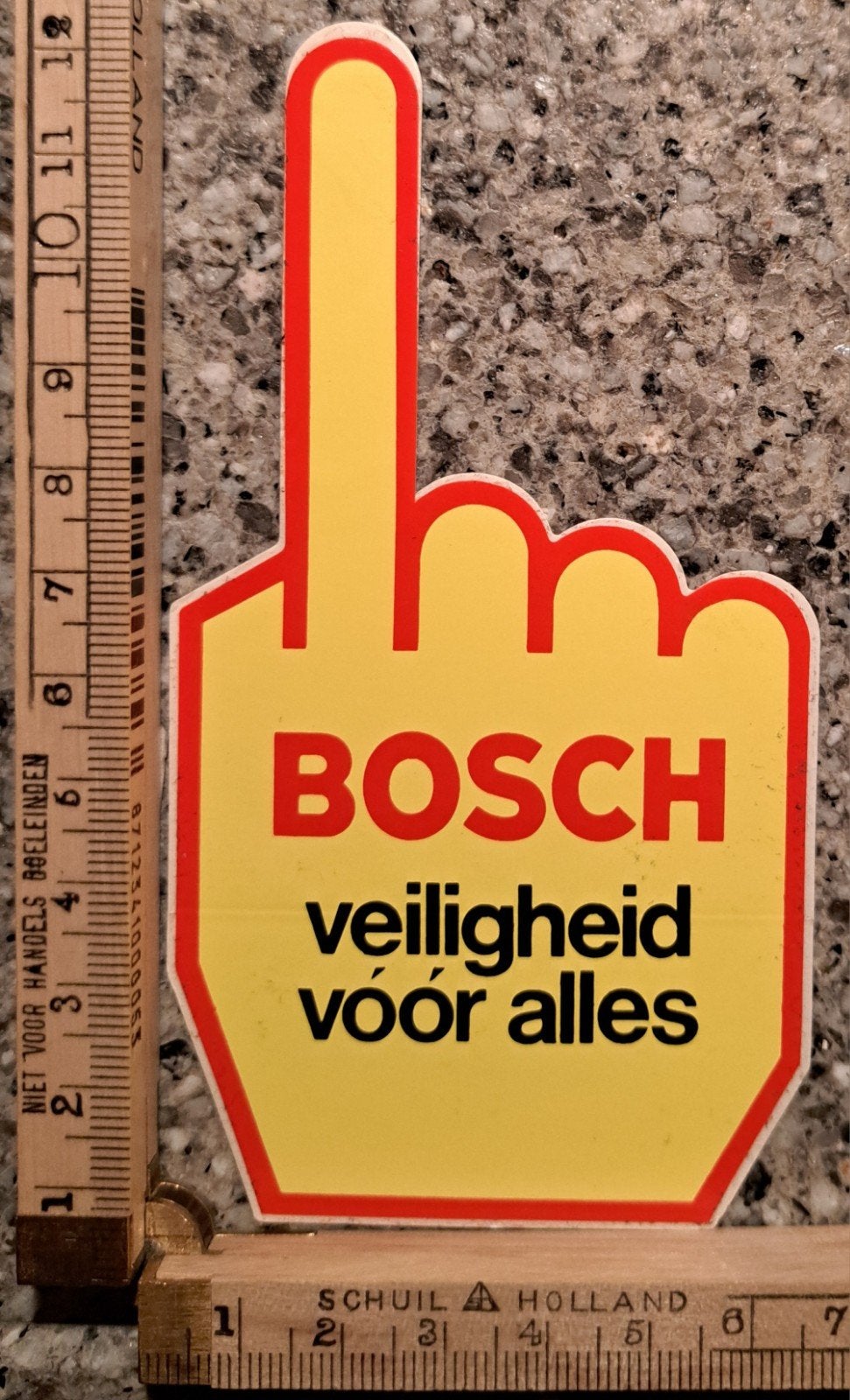Vintage sticker Bosch veiligheid voor alles garage, Ophalen of Verzenden, Zo goed als nieuw