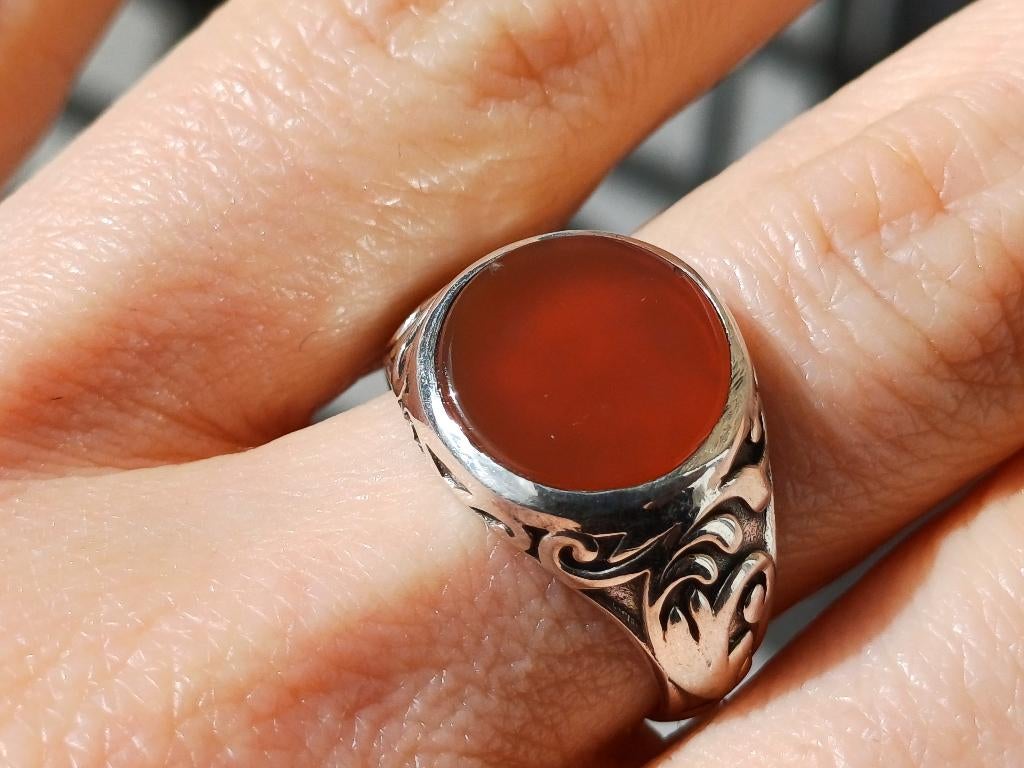 Vanoli 925 zilver ring voor heren carneool agaat maat 18,75, 18 tot 19, Vanoli, Overige kleuren, Amsterdam