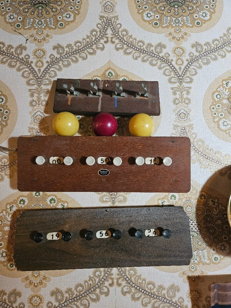 Biljartballen + scorebord carambole, keuenrek,, Ophalen, Gebruikt