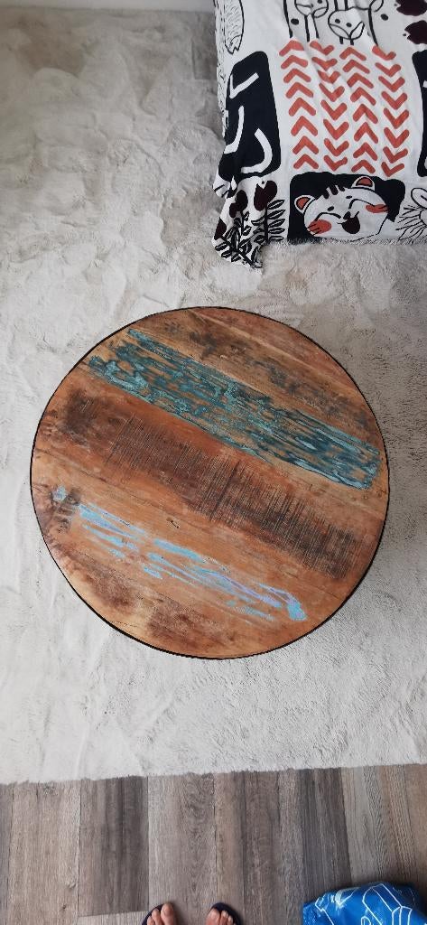 Rustiek Salontafel / Rustic Coffee table, Huis en Inrichting, Tafels | Salontafels, Ophalen, Gebruikt, 100 tot 150 cm, Rond