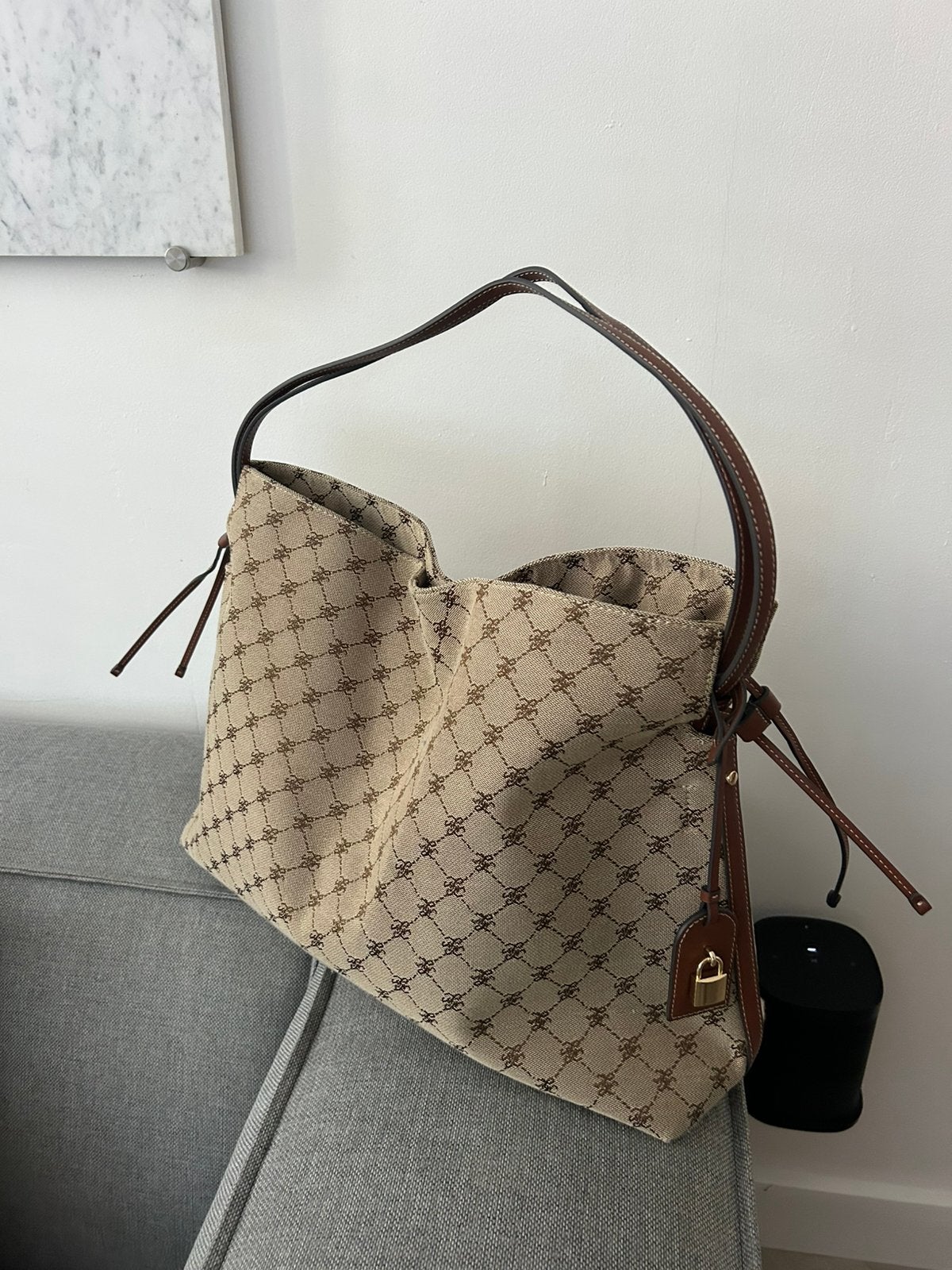 Mango tas jacquard nieuw, Verzenden, Nieuw, Bruin, Shopper