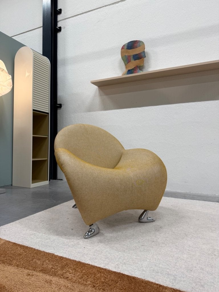 Nieuw Leolux Papageno Fauteuil geel stof Design stoel, Huis en Inrichting, Leolux, Info@leolux.nl, Nieuw, 75 tot 100 cm