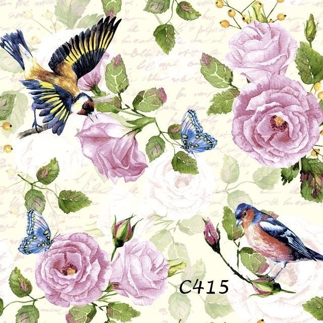 Servetten decoupage/bullet journal – vogels + vlinders C415, Verzenden, Nieuw