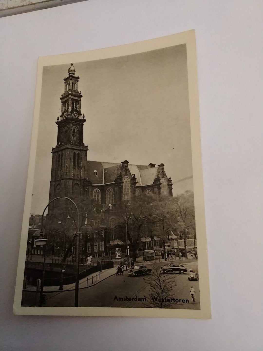 Oude ansichtkaart Westertoren Amsterdam (1950), Ophalen of Verzenden, 1940 tot 1960, Gelopen, Noord-Holland