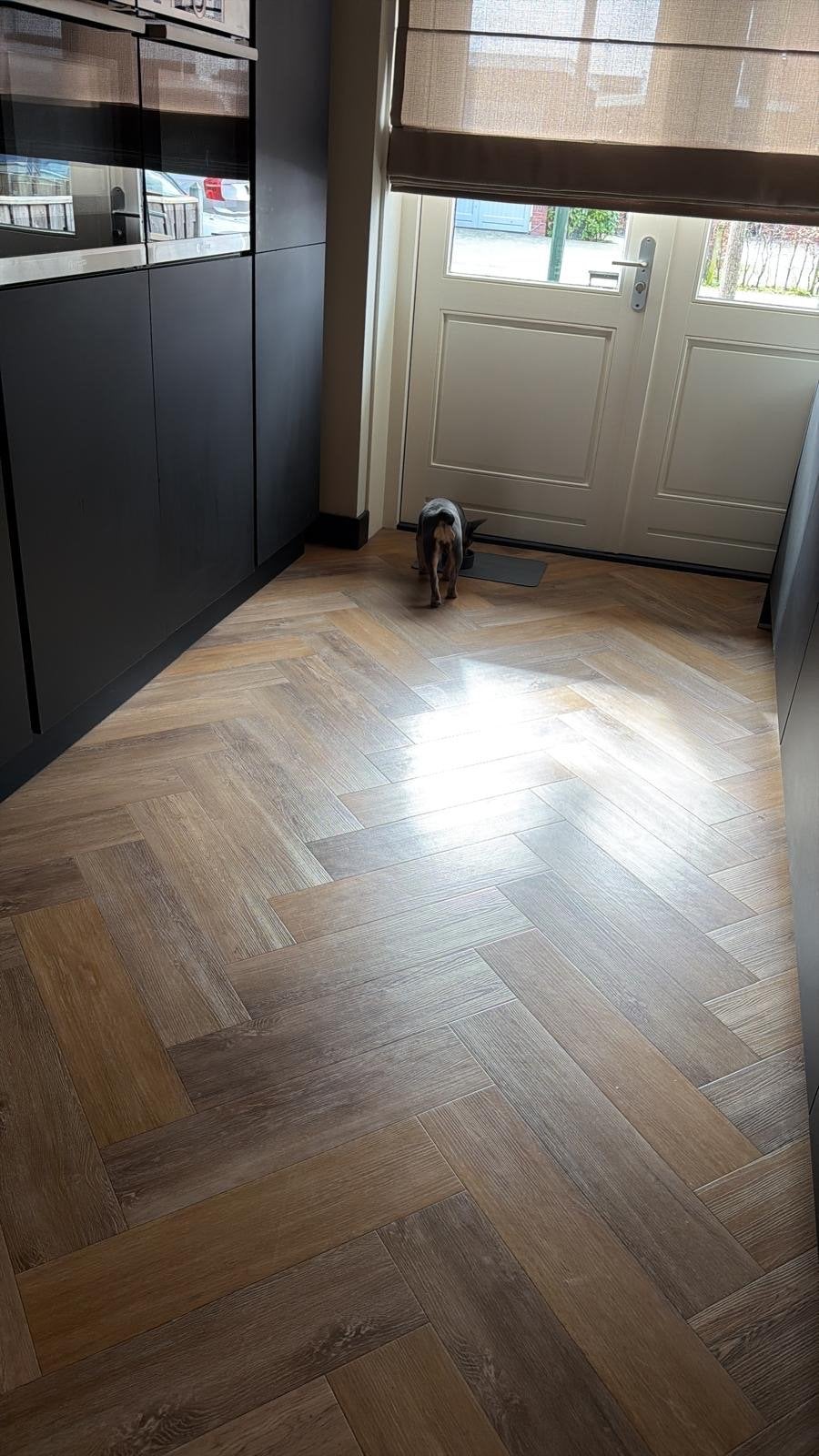 50m2 Pvc vloer visgraat - sinds 2018, netjes verwijderd, Gebruikt, Bruin, Ophalen of Verzenden, 25 tot 50 m²