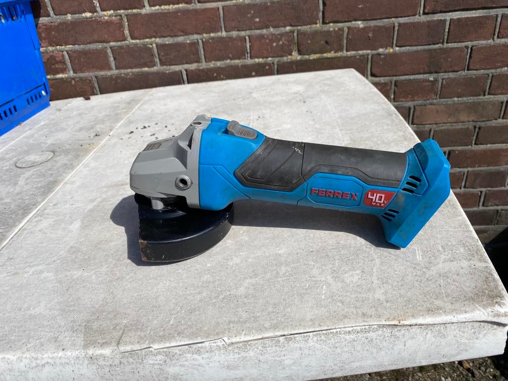 Ferrex Accu Haakse Slijper 40V, Ophalen of Verzenden, Gebruikt, Haakse handslijpmachine