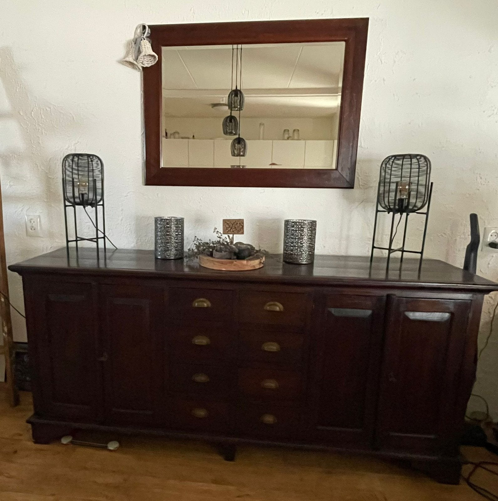 Dressoir incl spiegel, Ophalen, Gebruikt, Koloniaal, 200 cm of meer