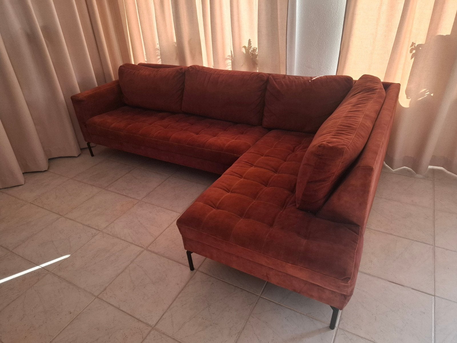 Hoekbank - Copper/terracotta kleur, Ophalen, Gebruikt, Stof, Modern