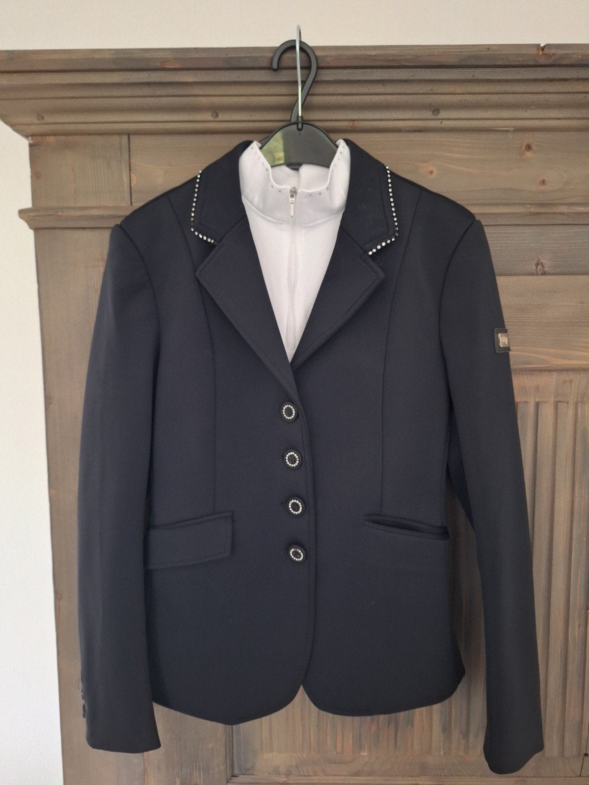 Prachtige donkerblauw meisjes wedstrijdjasje/rijjasje, Dieren en Toebehoren, Ophalen of Verzenden, Zo goed als nieuw, Dressuur