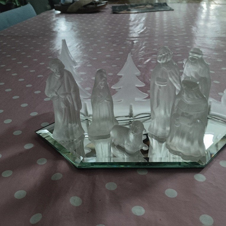 Kerststal van mat glas, Antiek en Kunst, Ophalen of Verzenden