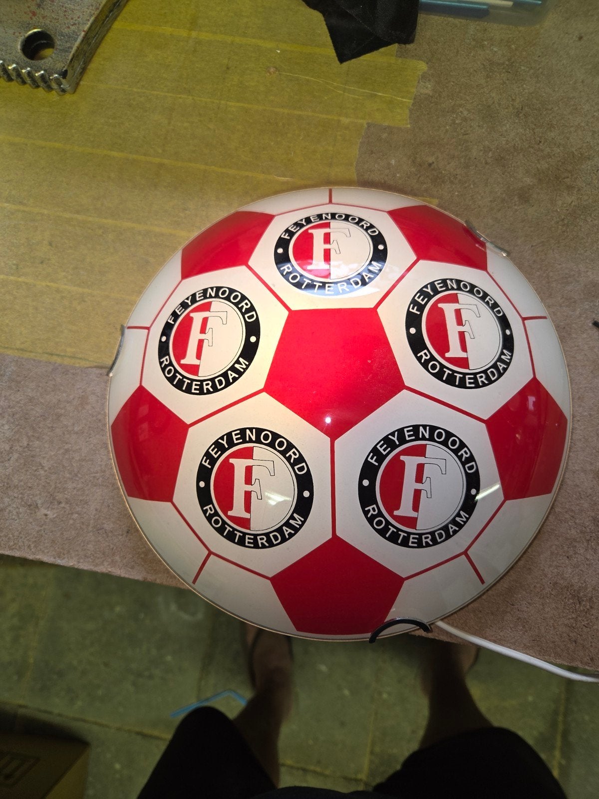 Feyenoord Voetbal Lamp - Plafond/Wandlamp (26 cm), Ophalen of Verzenden, Gebruikt, Kunststof, Rood