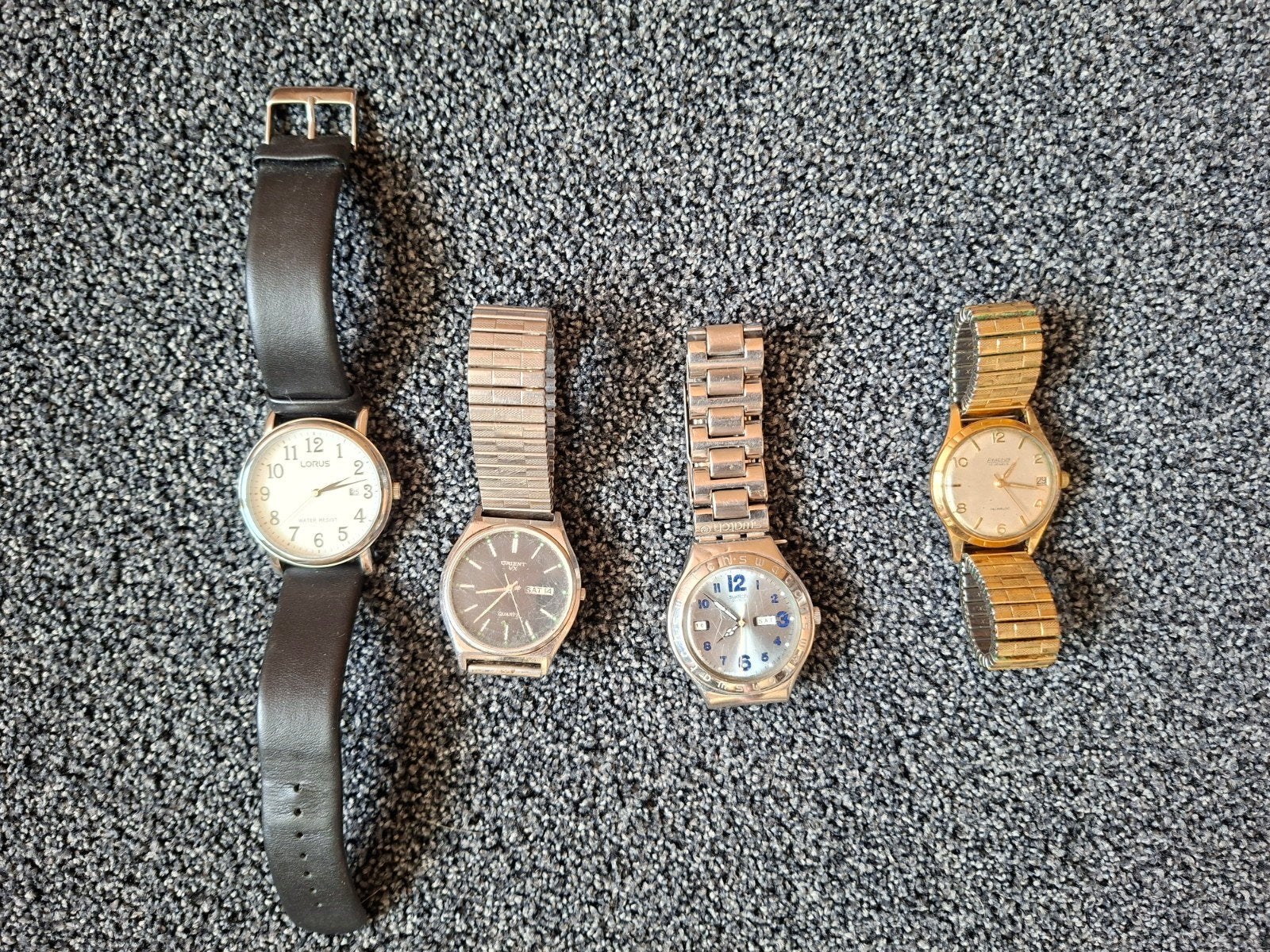 4 oude heren horloges, Overige merken, Verzenden, Polshorloge, Leer