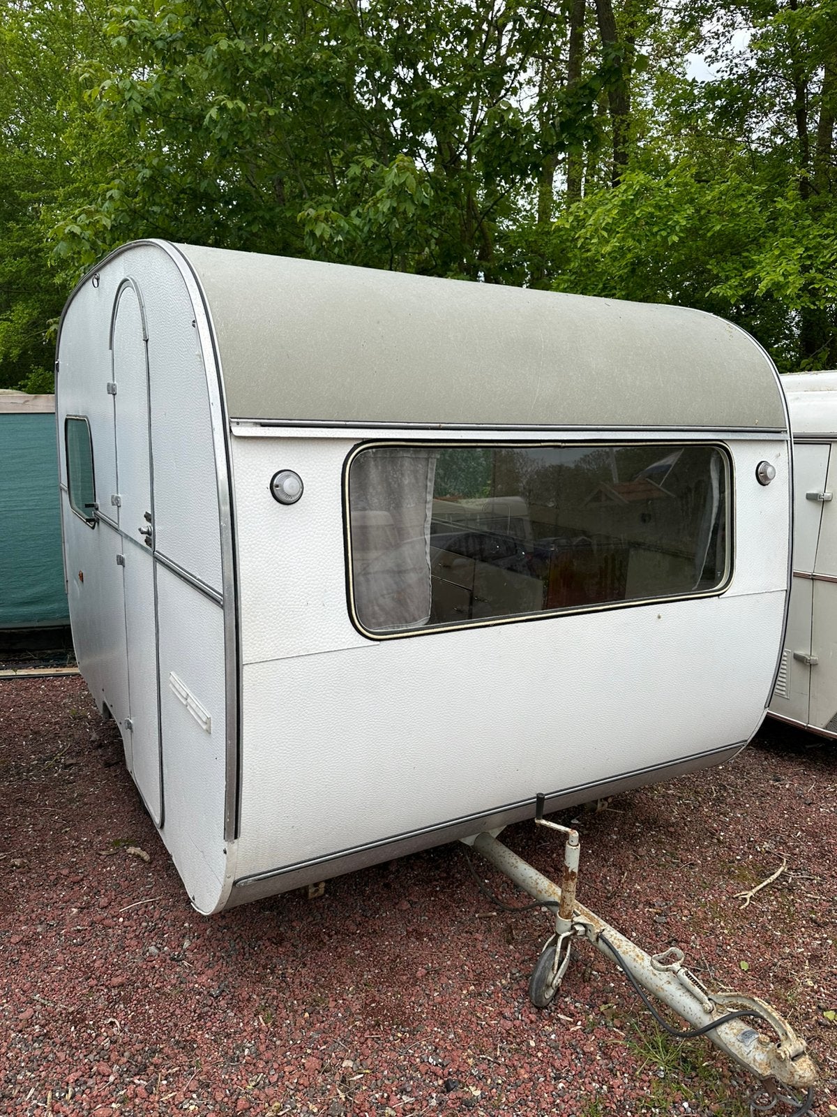 Zeer zeldzame en unieke Rinette oldtimer caravan, Caravans en Kamperen, Overige merken, Bedrijf, Tot en met 3, Dwarsbed