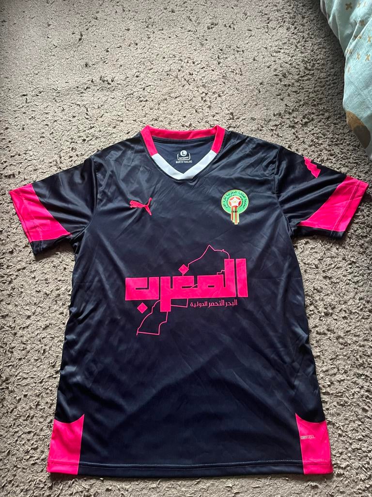 Marokko Voetbalshirt Zwart/Roze Maat L, Maat L, Ophalen of Verzenden, Zo goed als nieuw, Shirt