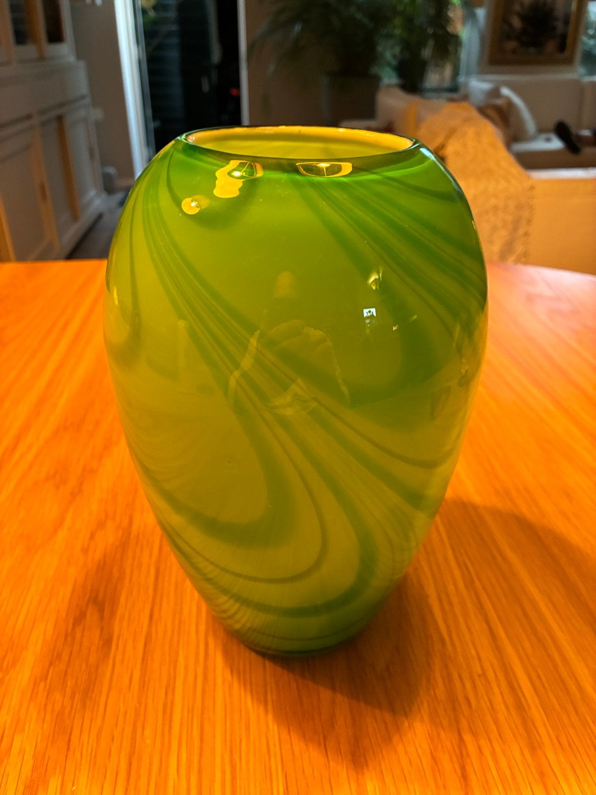 Murano-stijl Opaline Vaas - Groen Cased Glas, Ophalen