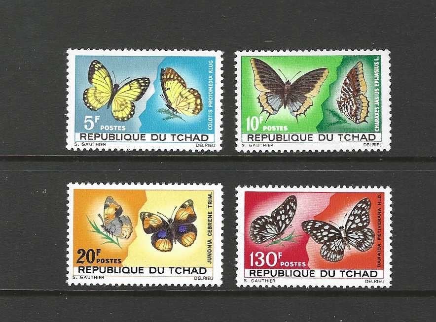 Tsjaad 174-177 vlinders insecten jaar 1967 serie postfris, Ophalen of Verzenden, Postfris, Dier of Natuur