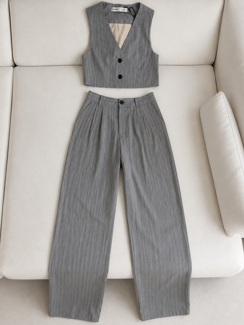 Gilet set met pantalon S, Ophalen of Verzenden, Zo goed als nieuw, Grijs, Overige typen