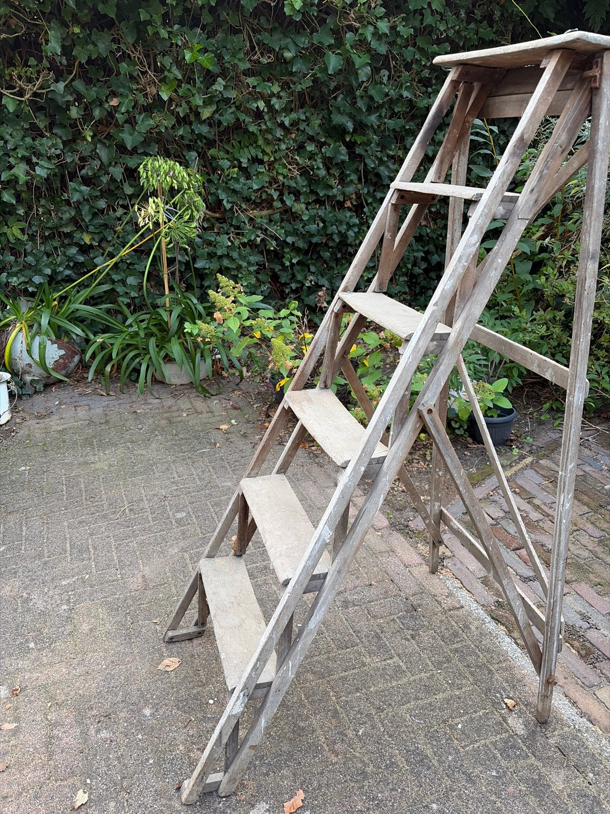 Oud Frans Keukentrapje met 5 Treden - 150 cm Hoog, Ophalen
