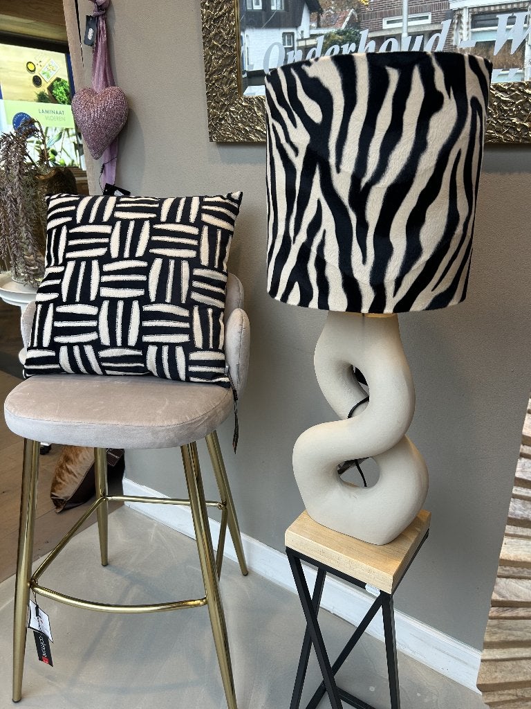 Zebra Print Lampenkap Crème/Zwart, Ophalen, Zwart, Rond, Nieuw