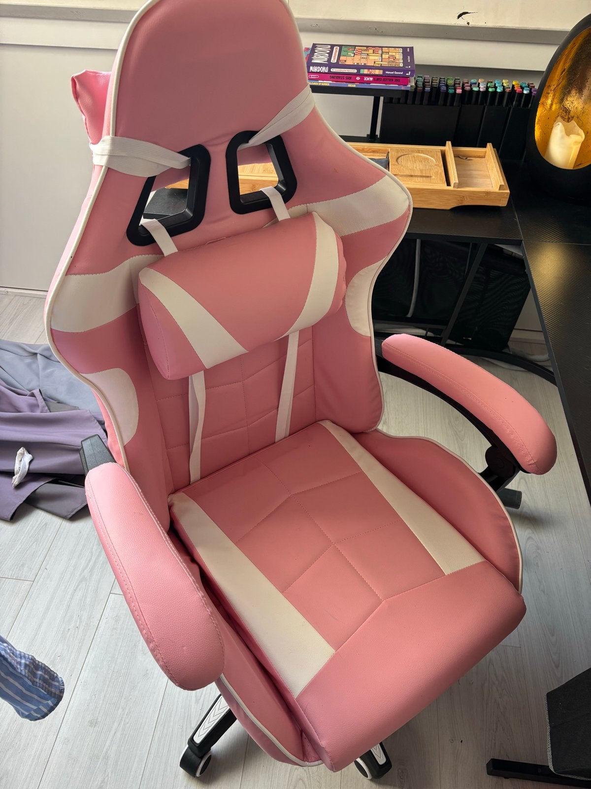 Roze Gaming Bureaustoel met Ergonomische Kussens, Ophalen, Gebruikt, Roze, Bureaustoel