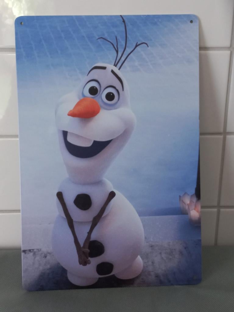 Metalen wandbordje Olaf Frozen Disney, Verzenden, Nieuw, Wanddecoratie