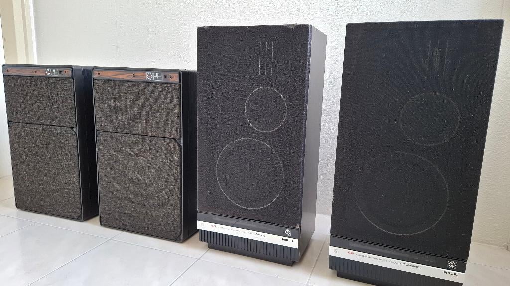 4 Philips MFB actieve luidsprekers met AH280 voorversterker, Audio, Tv en Foto, Luidsprekers, Gebruikt, Front, Rear of Stereo speakers