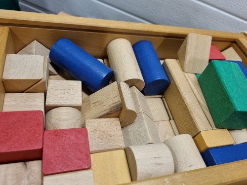 houten blokken met trekkar, Ophalen of Verzenden