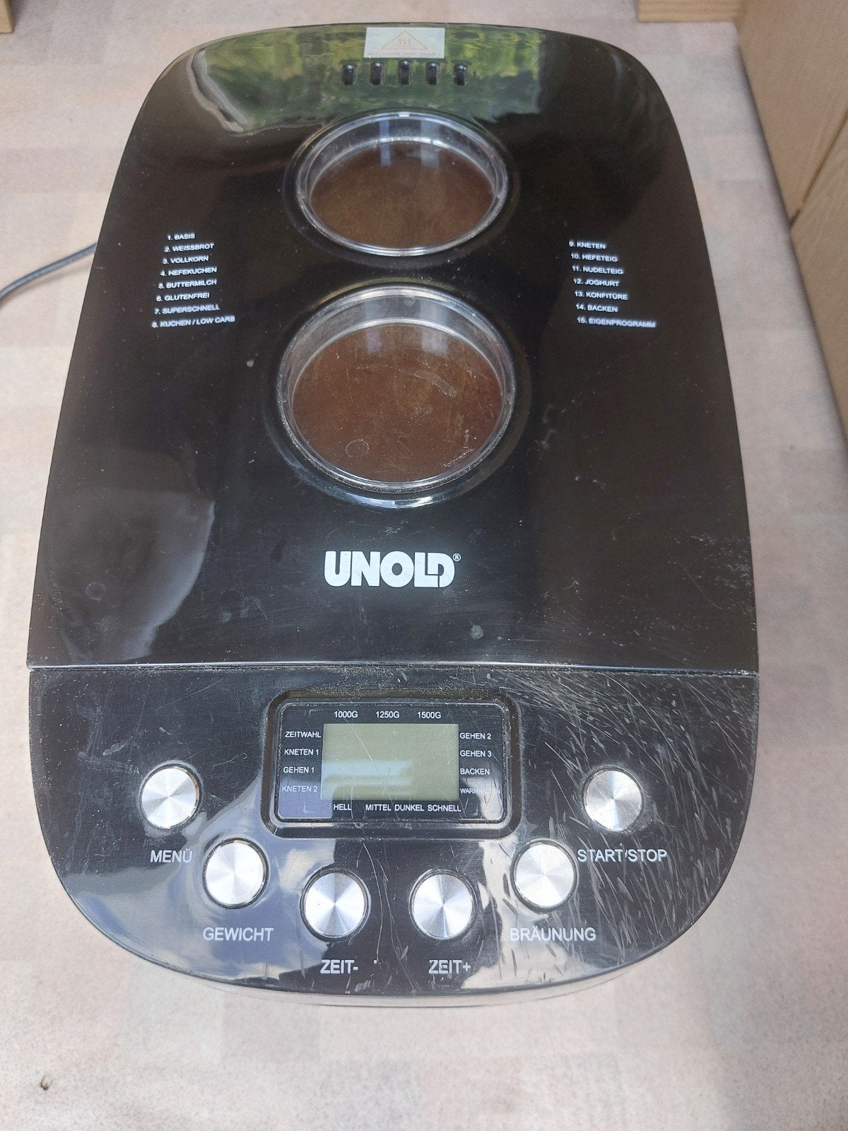 Gebruikte broodbakmachine (één deeghaak defect), Kijkvenster, Niet werkend, 1200 tot 1600 gram deeg, Ophalen