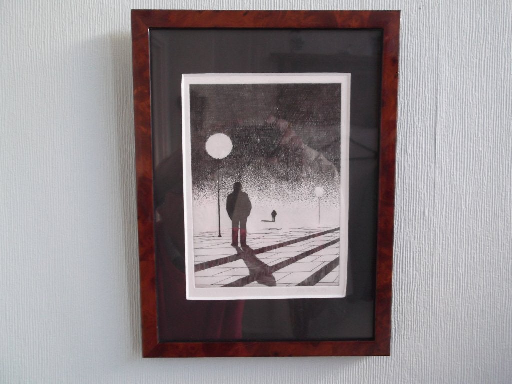 Ets Rob Thole. 1982. Bergen., Dagelijks leven, 30 cm, 22 cm, Gesigneerd