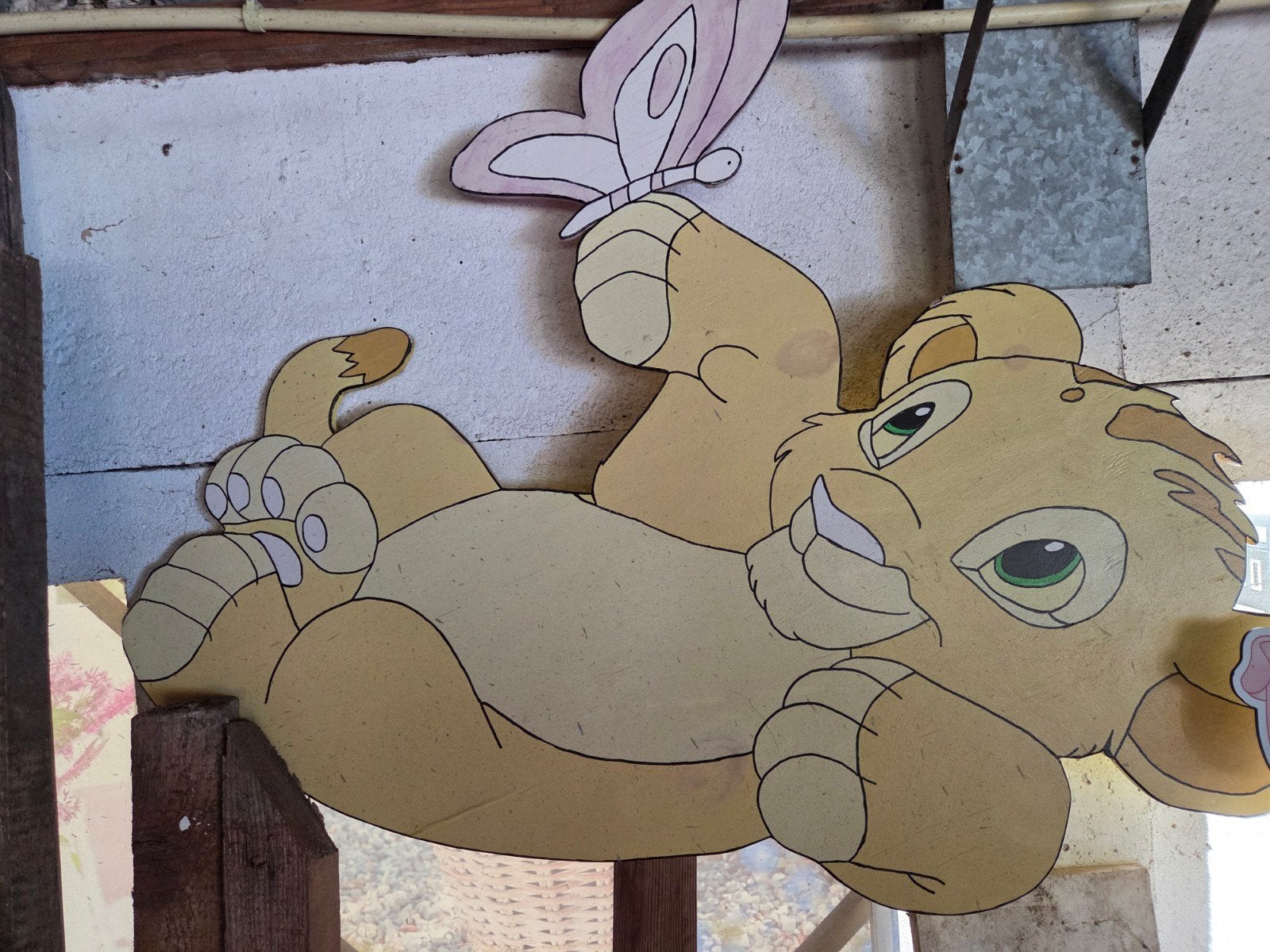Geboortebord Simba met vlinder - Disney Leeuwenkoning, Ophalen, Gebruikt, Geboortebord