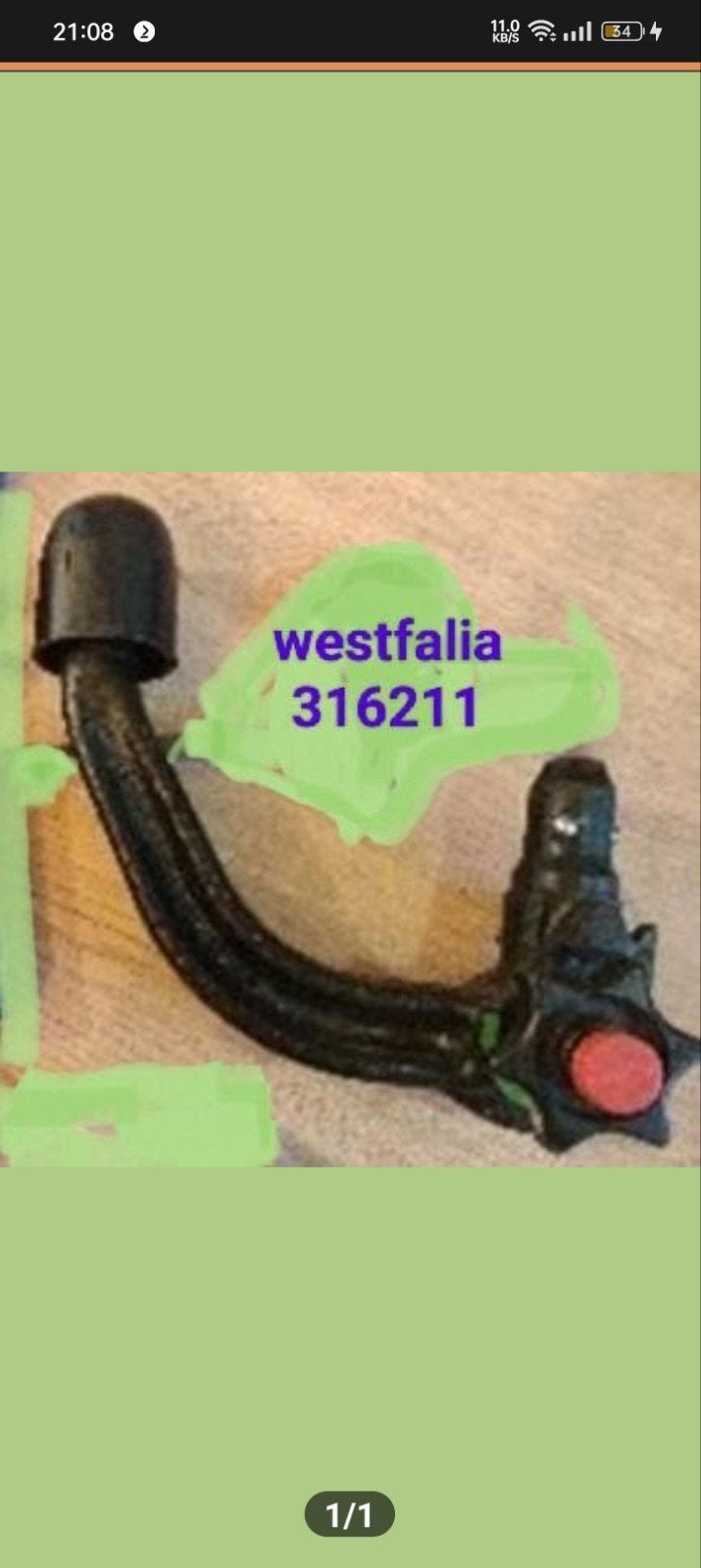 Gezocht: Westfalia afneembare trekhaak 316211 (korte pen), Ophalen