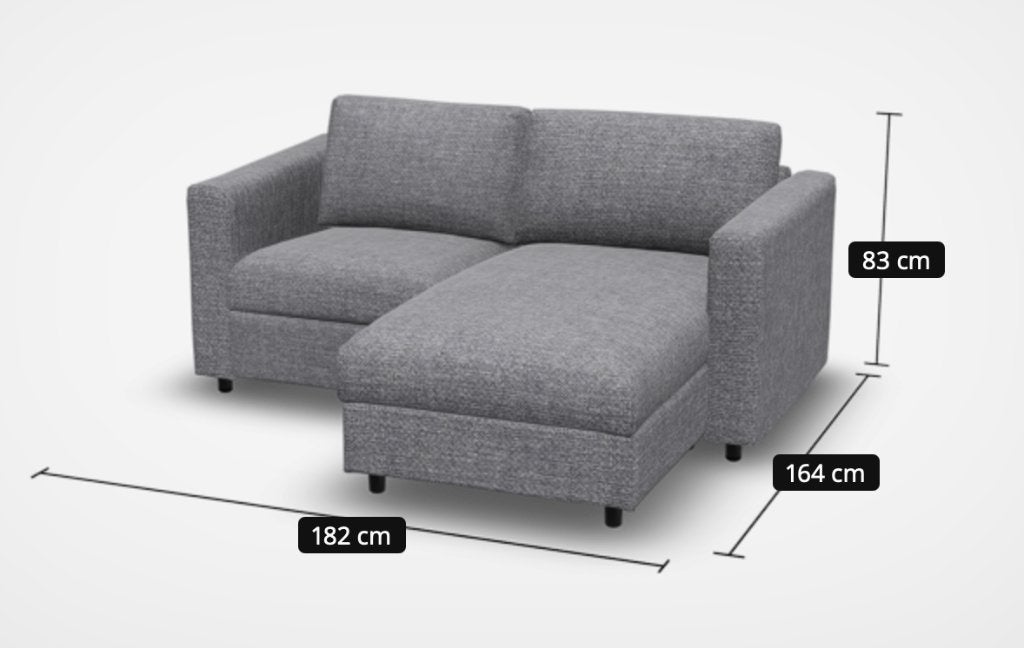 Ikea Vimle Hoekbank met afneembare hoes grijs/zwart, Huis en Inrichting, Gebruikt, 150 tot 200 cm, Driepersoons, Ophalen of Verzenden