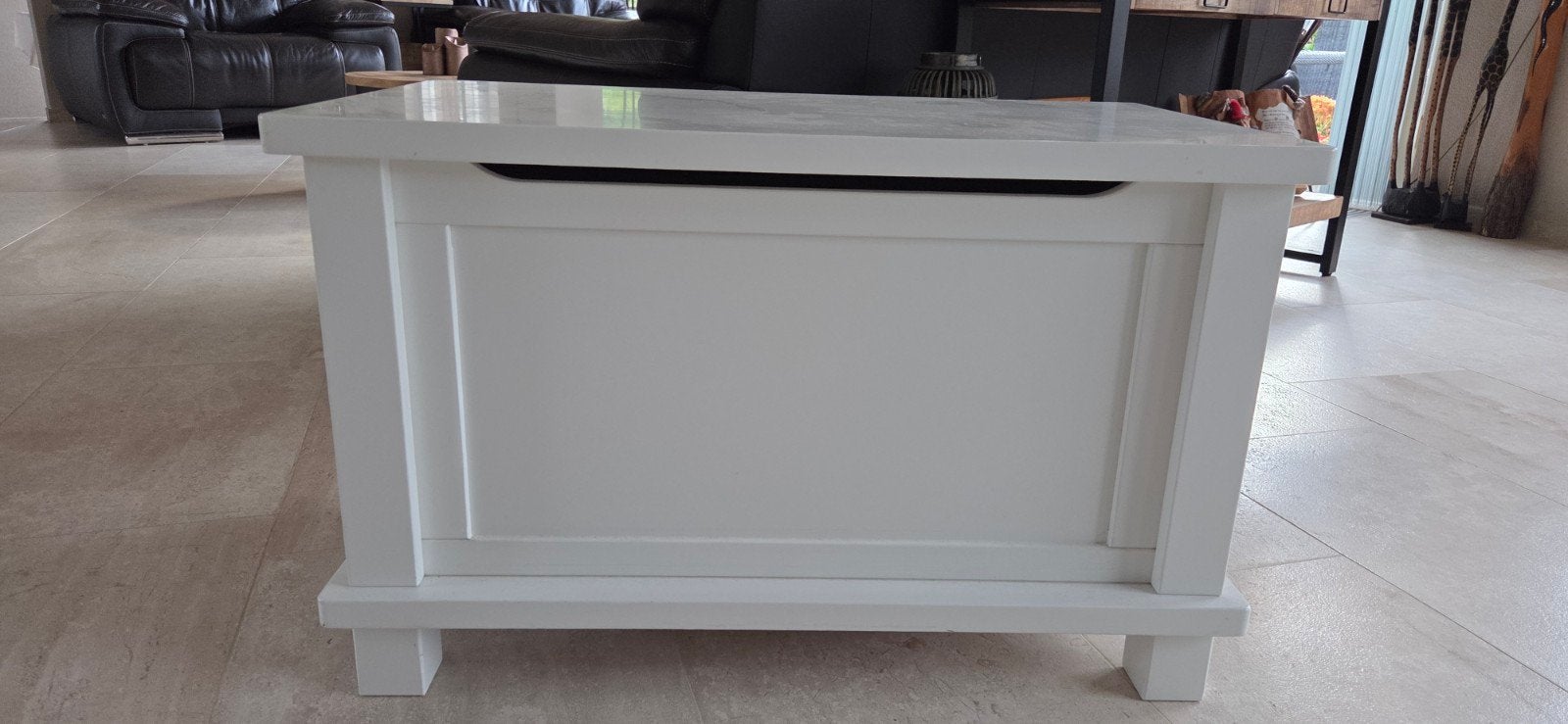 Witte houten kist van massief hout - B80xD45xH50 cm, Ophalen, Gebruikt, Minder dan 50 cm, 75 tot 100 cm